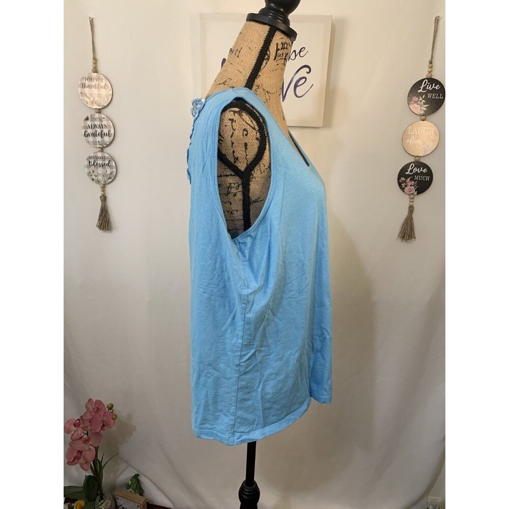 (E-129) short sleeves womwns top size 2XL blue color - Picture 4 of 7